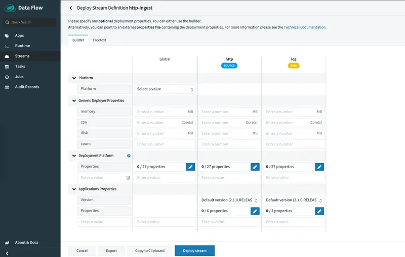 dataflow deploy http ingest